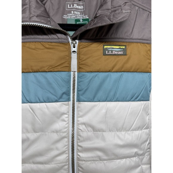 L.L. Bean Mountain Classic Puffer Jacket Taupe Brown/Gray Birch Women's Small - Picture 8 of 11